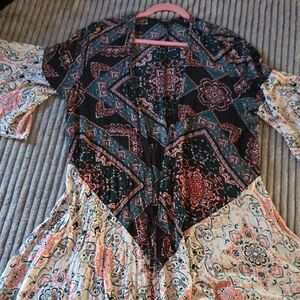 Torrid Teal and Coral Patterned Dress